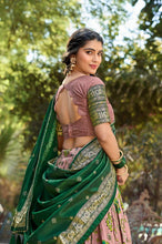 Tussar silk floral kalamkari print Lehenga in onion pink