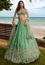 Sea green art silk Lehenga