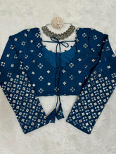 Blue flary thread work Lehenga (long sleeves + plus size)