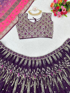 Regal purple embroidered Lehenga