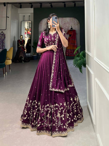 Sophisticated wine vichitra silk lehenga