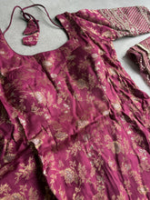 Magenta and gold brocade suit with 2 options for pants