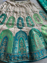 Serenity vol 4 - cream and green jacquard silk Lehenga