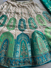 Serenity vol 4 - cream and green jacquard silk Lehenga