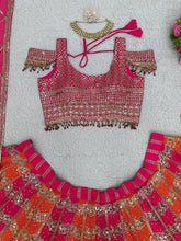 Orange and pink diamond Lehenga