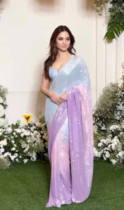 Purple sublime sky sequinned saree