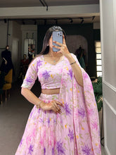 Purple floral silk Lehenga (skirt stitched)