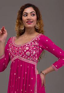 Georgette partywear readymade - gown with pants and dupatta (6 colours)