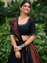 Black ajrakh pure cotton Chaniya Choli (free purse) (skirt stitched)