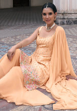 Peach georgette flared sharara (sleeves available) (plus size too)