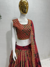 Maroon and gold flowy Lehenga