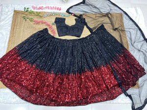 The stunner in Georgette - red and black sequins Lehenga