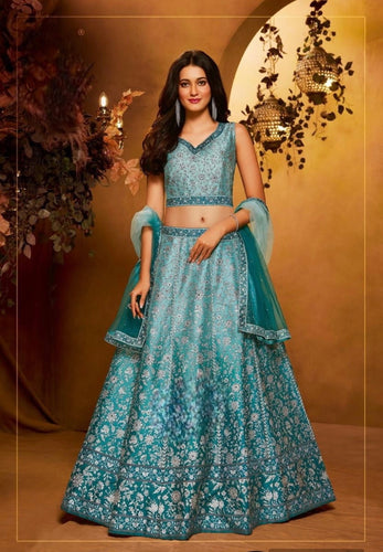 Boutique collection - ombre blue stone work Lehenga