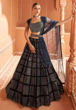 Janisha readymade - midnight blue velvet silk Lehenga