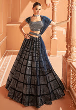 Janisha readymade - midnight blue velvet silk Lehenga