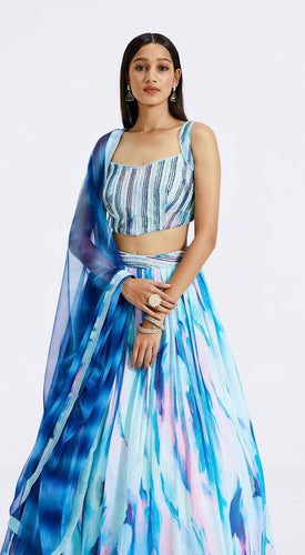 Boutique collection - blue tie and dye Lehenga