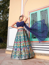 Indo western: Blue and sleek banarasi Lehenga