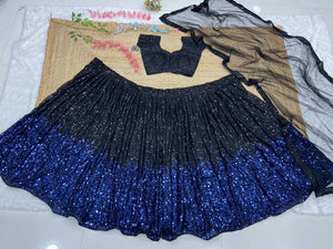 The stunner in Georgette - blue and black sequins Lehenga