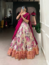 Dola silk readymade floral print Lehenga in pink