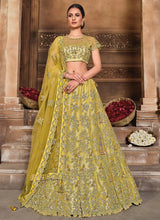 Yellow and silver super soft net lehenga