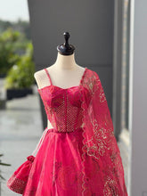 Corset style readymade red Lehenga