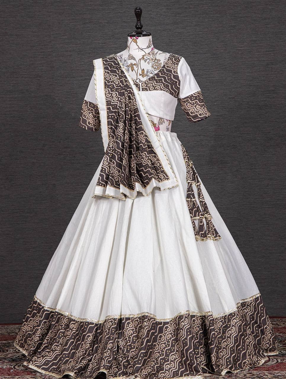 Bandhani and foil printed readymade chaniya choli