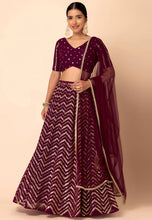 Georgette zigzag sequins lehenga - more colours