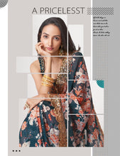 Florini collection - teal blue floral saree