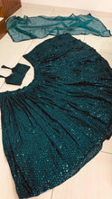 Bottle green sequinned Lehenga