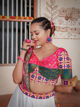 Plain and bandhani style Lehengas in white