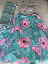 Boutique collection - turquoise floral organza Lehenga