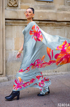 Ready for Ascot? Printed soft satin crepe sarees