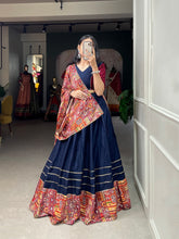 Readymade pure cotton navy blue printed Lehenga
