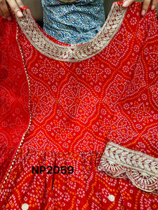 Niks collection - red georgette bandhani (plus size too)