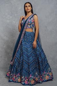 Boutique collection - blue digital floral Lehenga