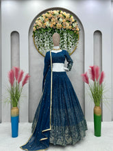 Partywear ombré effect blue Lehenga
