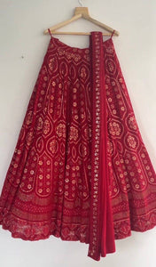 Red rani Lehenga (Skirt stitched)