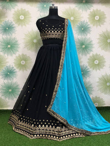 Bridesmaids - Lehengas with sky blue dupatta - colours available