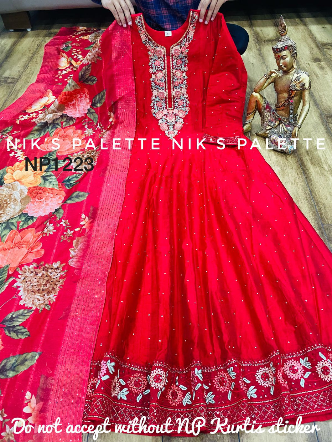 Niks collection - red silk gown (also plus size)