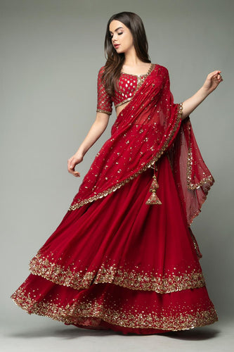 Two layer red Lehenga - stunning flow!