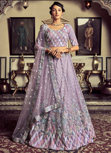 Oreya collection - Lavender rainbow sequins Lehenga