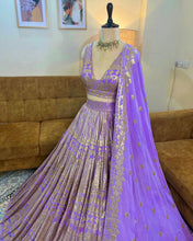 Stunning orchid purple and gold sequins Lehenga