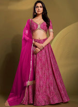 Flowy printed crepe silk pink bandhani Lehenga