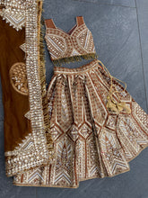 Mom and daughter sets - Copper silk wedding Lehenga