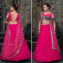 Plain and bandhani style Lehengas in pink