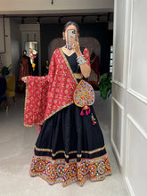 Black gamthi work pure cotton readymade Lehenga