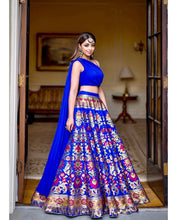 Indo western: Royal blue sweetheart banarasi Lehenga