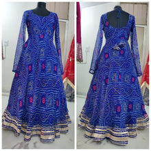 Royal Blue bandhej gown (plus size options up to 64 inches bust)