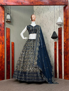 Regal blue embroidered Lehenga