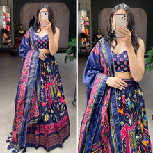 Patola print Lehenga in blue (plus size)